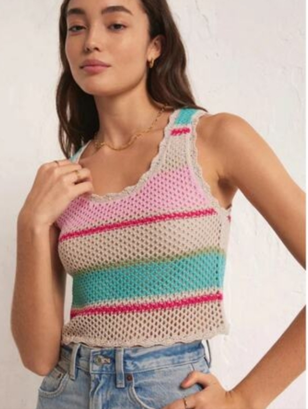 NWT Z Supply Sol Stripe Sweater Tank Natural Multi Medium